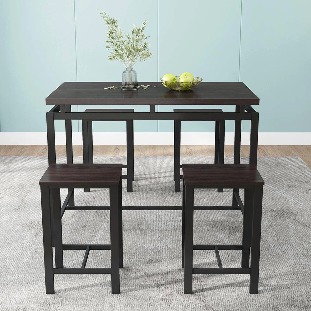 5-Piece Rectangle Espresso Wood Top Dining Room Set Seats 4 by Z-joyee 9 5-Piece Rectangle Espresso Wood Top Dining Room Set Seats 4 by Z-joyee - Image 9