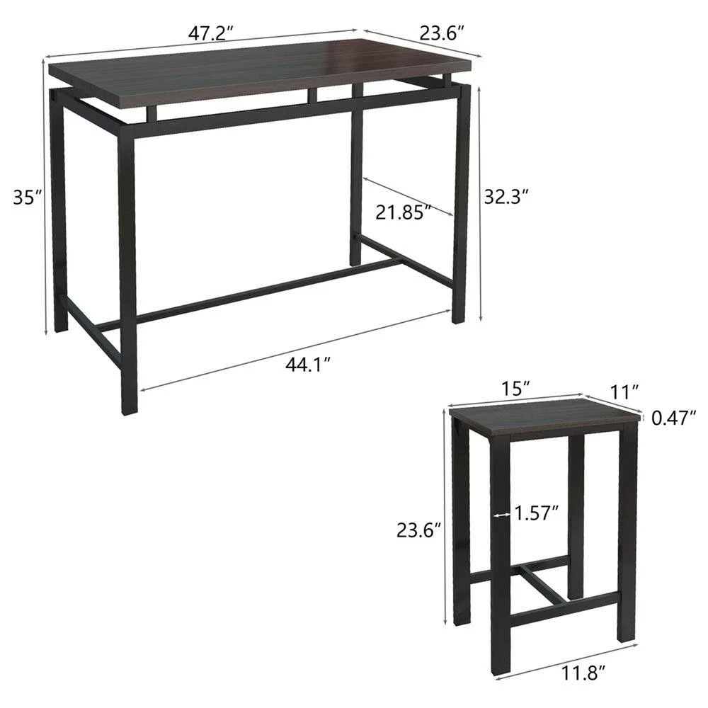 5-Piece Rectangle Espresso Wood Top Dining Room Set Seats 4 by Z-joyee 4 5-Piece Rectangle Espresso Wood Top Dining Room Set Seats 4 by Z-joyee - Image 4