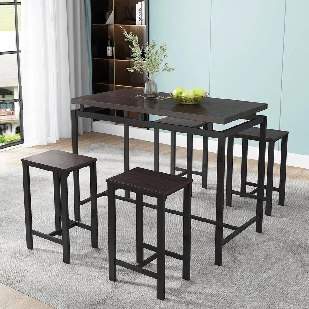 5-Piece Rectangle Espresso Wood Top Dining Room Set Seats 4 by Z-joyee 3 5-Piece Rectangle Espresso Wood Top Dining Room Set Seats 4 by Z-joyee - Image 3