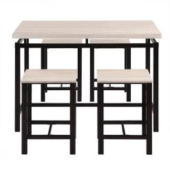 5-Piece Rectangle Beige Wood Top Dining Room Set Seats 4 by Z-joyee -Cheap Z-joyee Store espresso z joyee dining room sets ly26p mi 76 1000