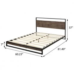 Espresso Queen Size Metal Platform Bed with Wood Slats by Z-joyee -Cheap Z-joyee Store espresso z joyee platform beds f fb857216439 4f 1000