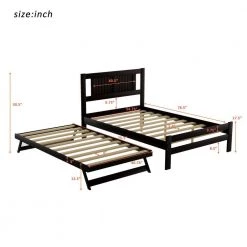 Espresso Full Size Wood Platform Bed with Adjustable Trundle by Z-joyee -Cheap Z-joyee Store espresso z joyee platform beds f fb857216705 1f 1000