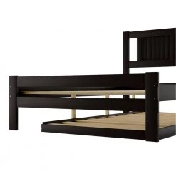 Espresso Full Size Wood Platform Bed with Adjustable Trundle by Z-joyee -Cheap Z-joyee Store espresso z joyee platform beds f fb857216705 44 1000