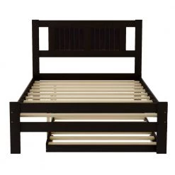 Espresso Full Size Wood Platform Bed with Adjustable Trundle by Z-joyee -Cheap Z-joyee Store espresso z joyee platform beds f fb857216705 c3 1000