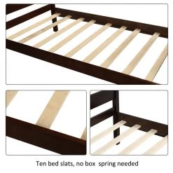 Espresso Twin Size Wood Platform Bed with Headboard by Z-joyee -Cheap Z-joyee Store espresso z joyee platform beds f fb857216972 c3 1000