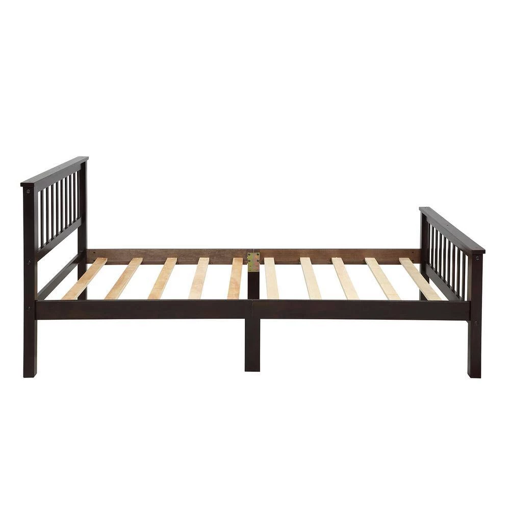 Wood Espresso Twin Size Platform Bed with Headboard and Footboard by Z-joyee 2 Wood Espresso Twin Size Platform Bed with Headboard and Footboard by Z-joyee - Image 2