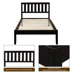 Wood Espresso Twin Platform Bed with Wood Slat Support by Z-joyee -Cheap Z-joyee Store espresso z joyee platform beds f fb857217542 1f 1000