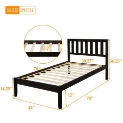 Wood Espresso Twin Platform Bed with Wood Slat Support by Z-joyee -Cheap Z-joyee Store espresso z joyee platform beds f fb857217542 44 1000