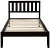 Wood Espresso Twin Platform Bed with Wood Slat Support by Z-joyee