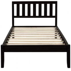 Wood Espresso Twin Platform Bed with Wood Slat Support by Z-joyee