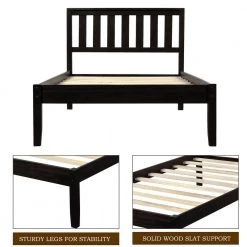 Wood Espresso Twin Platform Bed with Wood Slat Support by Z-joyee -Cheap Z-joyee Store espresso z joyee platform beds f fb857217542 76 1000