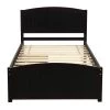 Wood Espresso Twin Platform Bed with 2-Drawers by Z-joyee