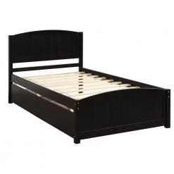 Wood Espresso Twin Platform Bed with 2-Drawers by Z-joyee -Cheap Z-joyee Store espresso z joyee platform beds f fb857217740 76 1000