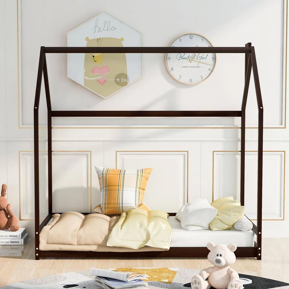 Wood Espresso Twin Size House Bed by Z-joyee 9 Wood Espresso Twin Size House Bed by Z-joyee - Image 9