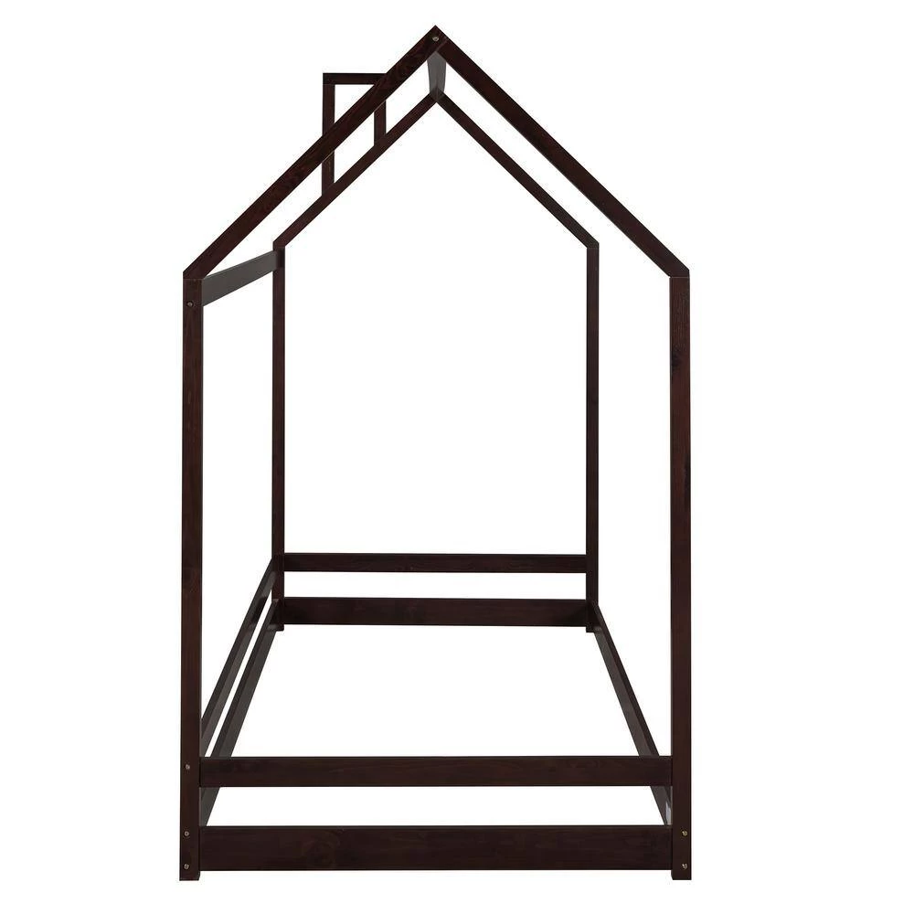 Wood Espresso Twin Size House Bed by Z-joyee 2 Wood Espresso Twin Size House Bed by Z-joyee - Image 2