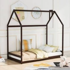Wood Espresso Twin Size House Bed by Z-joyee 15 Wood Espresso Twin Size House Bed by Z-joyee -Cheap Z-joyee Store espresso z joyee platform beds f fb857218310 fa 1000