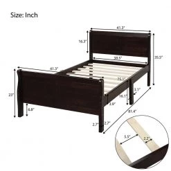 41.3 in. W Espresso Twin Wood Frame Platform Bed with Headboard & Footboard by Z-joyee -Cheap Z-joyee Store espresso z joyee platform beds ly wf192439aap 4f 1000