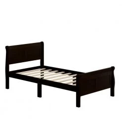 41.3 in. W Espresso Twin Wood Frame Platform Bed with Headboard & Footboard by Z-joyee -Cheap Z-joyee Store espresso z joyee platform beds ly wf192439aap 76 1000