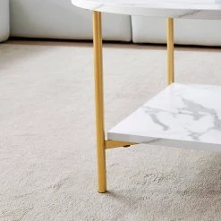 31.5 in. Gold Round MDF Coffee Table with Storage by Z-joyee -Cheap Z-joyee Store gold z joyee coffee tables f fb857219157 1f 1000