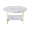 31.5 in. Gold Round MDF Coffee Table with Storage by Z-joyee
