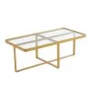 47 in. Gold Rectangle Glass Coffee Table by Z-joyee