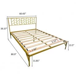 Vintage Look Gold Queen Size Platform Bed with Headboard by Z-joyee -Cheap Z-joyee Store gold z joyee platform beds f fb857216408 76 1000