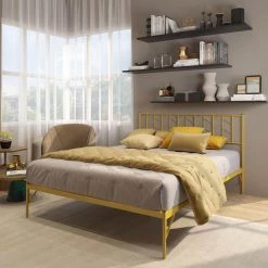 Vintage Look Gold Queen Size Platform Bed with Headboard by Z-joyee -Cheap Z-joyee Store gold z joyee platform beds f fb857216408 c3 1000