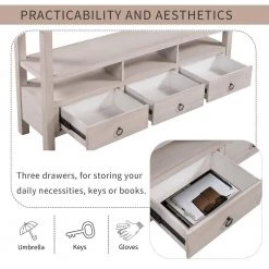 57.8 in. Gray Wash Standard Rectangle Wood Console Table with 3-Drawers by Z-joyee -Cheap Z-joyee Store gray wash z joyee console tables f fb857220191 44 1000