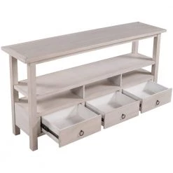 57.8 in. Gray Wash Standard Rectangle Wood Console Table with 3-Drawers by Z-joyee -Cheap Z-joyee Store gray wash z joyee console tables f fb857220191 4f 1000