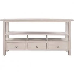 57.8 in. Gray Wash Standard Rectangle Wood Console Table with 3-Drawers by Z-joyee