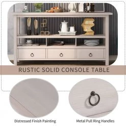 57.8 in. Gray Wash Standard Rectangle Wood Console Table with 3-Drawers by Z-joyee -Cheap Z-joyee Store gray wash z joyee console tables f fb857220191 fa 1000