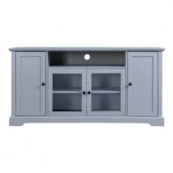 Gray Wood Storage Cabinet with 2 Drawers, 2 Cabinets and 1 Shelf by Z-joyee