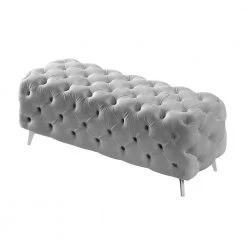 18.89 in. H x 51.18 in. W x 19.68 in. D Gray Button-Tufted Ottoman Bench Upholstered Velvet Footrest Stool Accent Bench by Z-joyee -Cheap Z-joyee Store gray z joyee bedroom benches p s202200335 4f 1000