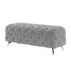 18.89 in. H x 51.18 in. W x 19.68 in. D Gray Button-Tufted Ottoman Bench Upholstered Velvet Footrest Stool Accent Bench by Z-joyee