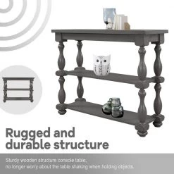 39.4 in. Gray Standard Rectangle Wood Console Table with 2-Shelves by Z-joyee 13 39.4 in. Gray Standard Rectangle Wood Console Table with 2-Shelves by Z-joyee -Cheap Z-joyee Store gray z joyee console tables f fb857220139 1f 1000