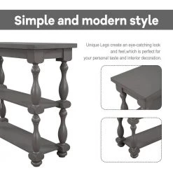 39.4 in. Gray Standard Rectangle Wood Console Table with 2-Shelves by Z-joyee 14 39.4 in. Gray Standard Rectangle Wood Console Table with 2-Shelves by Z-joyee -Cheap Z-joyee Store gray z joyee console tables f fb857220139 44 1000