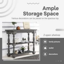 39.4 in. Gray Standard Rectangle Wood Console Table with 2-Shelves by Z-joyee 16 39.4 in. Gray Standard Rectangle Wood Console Table with 2-Shelves by Z-joyee -Cheap Z-joyee Store gray z joyee console tables f fb857220139 76 1000