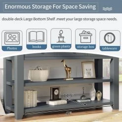 48.82 in. Gray Standard Rectangle Wood Console Table with 3-Drawers and 2-Shelves by Z-joyee -Cheap Z-joyee Store gray z joyee console tables f fb857221471 44 1000