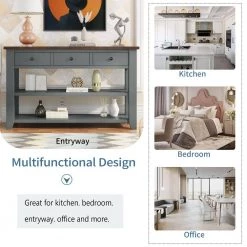 48.82 in. Gray Standard Rectangle Wood Console Table with 3-Drawers and 2-Shelves by Z-joyee -Cheap Z-joyee Store gray z joyee console tables f fb857221471 4f 1000