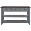 48.82 in. Gray Standard Rectangle Wood Console Table with 3-Drawers and 2-Shelves by Z-joyee