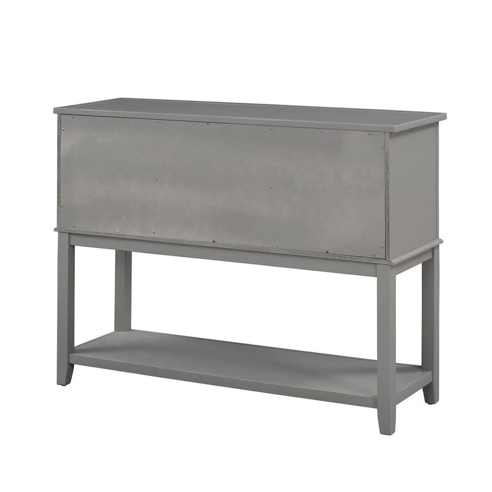 Retro 45.2 in. Gray Standard Rectangle Wood Console Table with Drawer by Z-joyee 3 Retro 45.2 in. Gray Standard Rectangle Wood Console Table with Drawer by Z-joyee - Image 3