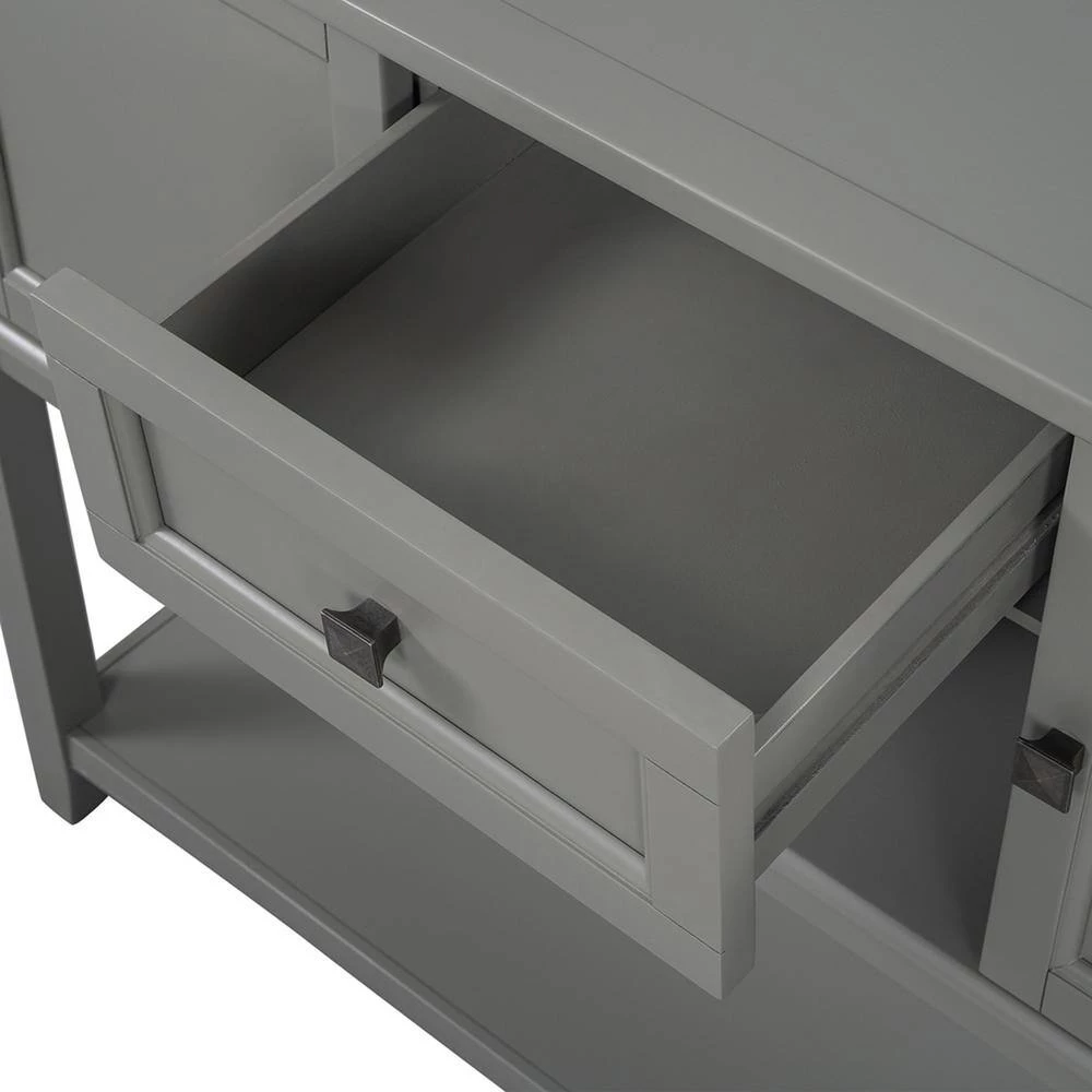 Retro 45.2 in. Gray Standard Rectangle Wood Console Table with Drawer by Z-joyee 9 Retro 45.2 in. Gray Standard Rectangle Wood Console Table with Drawer by Z-joyee - Image 9