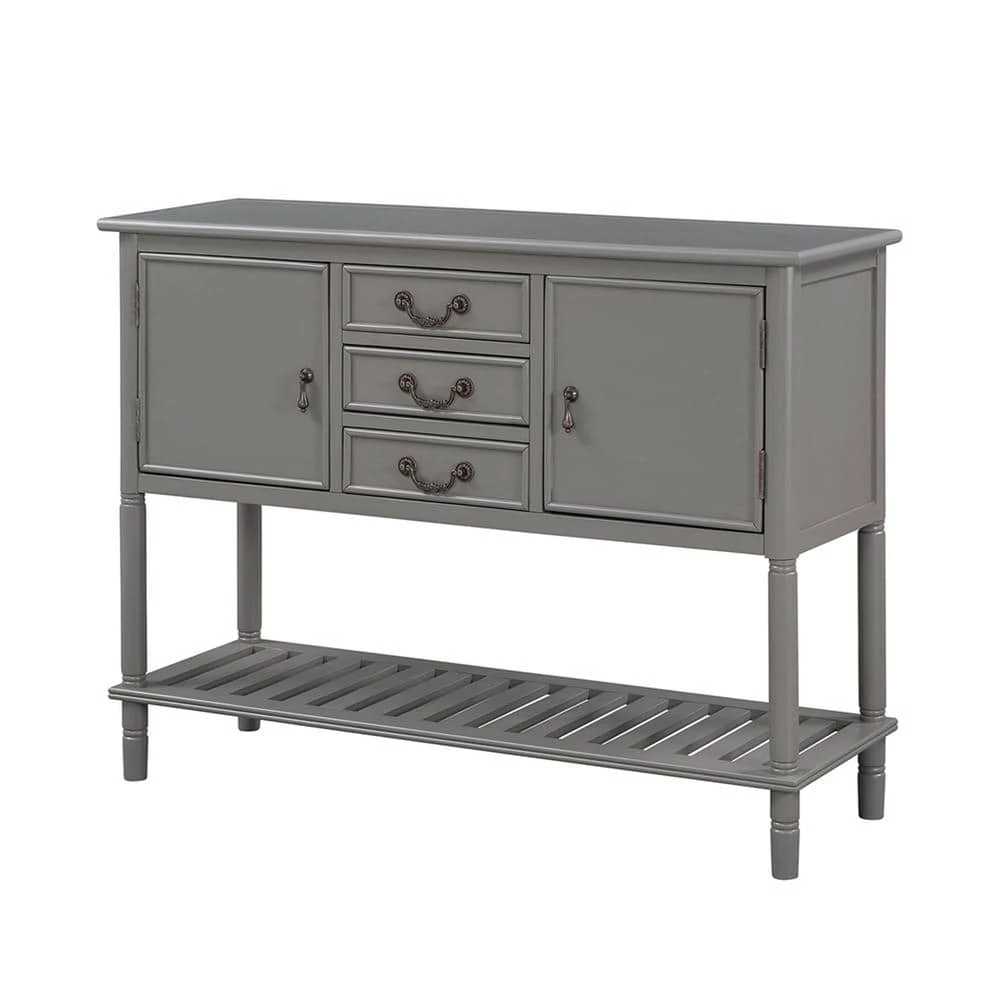 Mordern 45.20 in. Grey Standard Rectangle Wood Console Table with 3 Drawers by Z-joyee 1 Mordern 45.20 in. Grey Standard Rectangle Wood Console Table with 3 Drawers by Z-joyee