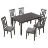 7-Piece Rectangle Gray Wood Top Dining Room Set Seats 6 by Z-joyee