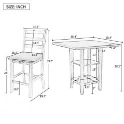 5-Piece Square Gray Wood Top Dining Room Set Seats 4 by Z-joyee -Cheap Z-joyee Store gray z joyee dining room sets ly st000034aae 4f 1000
