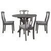 5-Piece Round Gray Wood Top Dining Room Set Seats 4 by Z-joyee