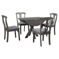 5-Piece Round Gray Wood Top Dining Room Set Seats 4 by Z-joyee -Cheap Z-joyee Store gray z joyee dining room sets ly214hui 76 1000