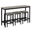 4-Piece MDF Top Brown Counter Height Extra Long Dining Table Set with 3 Stools by Z-joyee