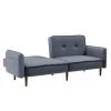 Gray Fabric Futon Sofa Bed for Living Room with Solid Wood Leg by Z-joyee