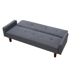 Gray Linen Futon Sofa Bed by Z-joyee -Cheap Z-joyee Store gray z joyee futons p s202200179 4f 1000